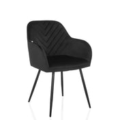 Chaise de salle à manger CHARVELLE noire avec revêtement en velours, dossier capitonné et quatre pieds de hjh LIVING