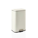 Poubelle Clean 1 beige avec pédale argentée et couvercle fermé de hjh OFFICE