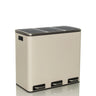 Poubelle Clean 9 beige à trois compartiments et pédales argentées de hjh OFFICE