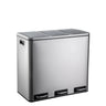 Poubelle argentée Clean 9 avec trois compartiments séparés et couvercles noirs de hjh OFFICE