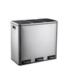 Poubelle argentée Clean 9 avec trois compartiments séparés et couvercles noirs de hjh OFFICE