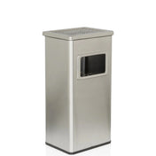 Cendrier sur pied CLEAN I argenté en acier inoxydable avec couvercle perforé et ouverture de hjh OFFICE