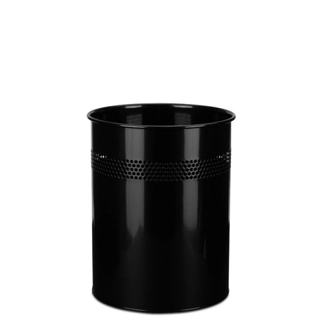 Poubelle CLEAN III noire avec motif perforé sur la partie supérieure de hjh OFFICE