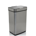 Poubelle à capteur CLEAN IV en argent avec couvercle plat et surface en acier inoxydable brillant de hjh OFFICE