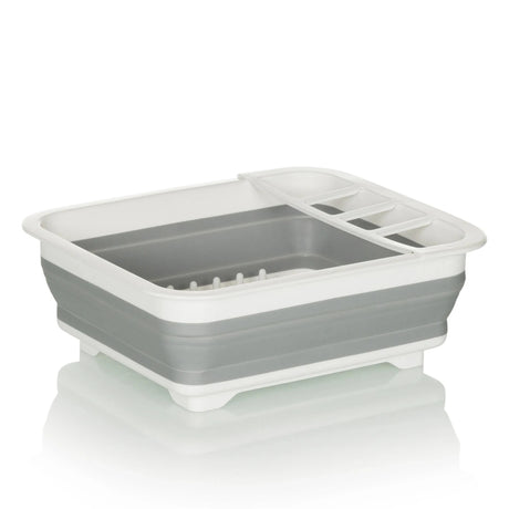Conteneur pliable CLEAN SIL gris et blanc avec grille d'égouttage intégrée et compartiment de hjh OFFICE