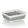 Conteneur pliable CLEAN SIL gris et blanc avec grille d'égouttage intégrée et compartiment de hjh OFFICE