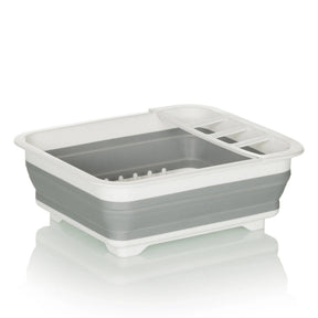 Conteneur pliable CLEAN SIL gris et blanc avec grille d'égouttage intégrée et compartiment de hjh OFFICE