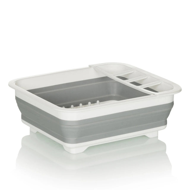 Conteneur pliable CLEAN SIL gris et blanc avec grille d'égouttage intégrée et compartiment de hjh OFFICE