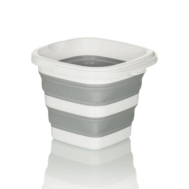 Conteneur pliable CLEAN SILE gris et blanc avec partie centrale flexible et pliée de hjh OFFICE