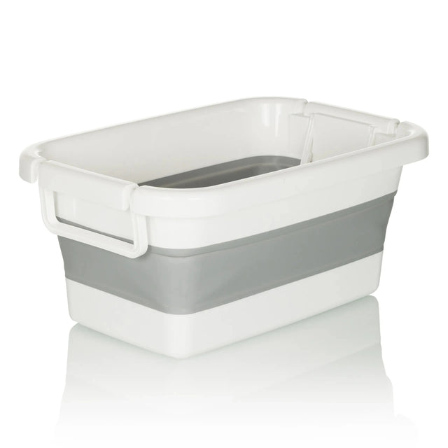 Faltbehälter CLEAN SILW in Grau und Weiß mit seitlichen Griffen von hjh OFFICE