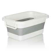 Conteneur pliable CLEAN SILW en gris et blanc avec poignées latérales de hjh OFFICE