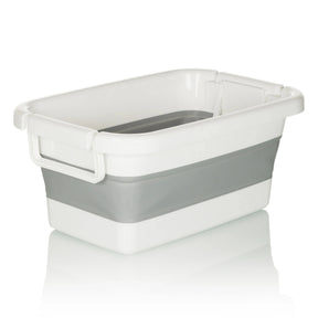 Conteneur pliable CLEAN SILW en gris et blanc avec poignées latérales de hjh OFFICE