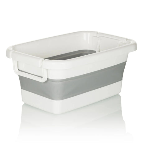 Conteneur pliable CLEAN SILW en gris et blanc avec poignées latérales de hjh OFFICE