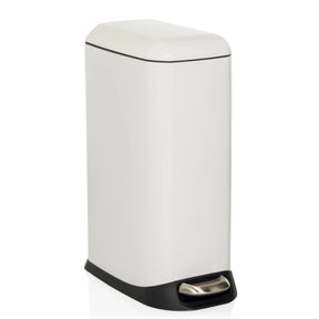 Poubelle CLEAN SLIM blanche avec pédale noire et couvercle amovible de hjh OFFICE