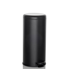 Poubelle CLEAN STEP noire de forme cylindrique avec ouverture à pédale de hjh OFFICE