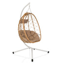 Fauteuil suspendu COCOVA en beige et blanc avec panier tressé et coussin de hjh LIVING