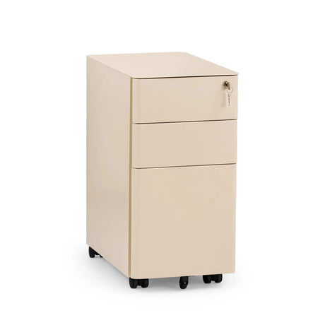 Caisson sur roulettes COLOR I beige en métal avec trois tiroirs et roulettes de hjh OFFICE