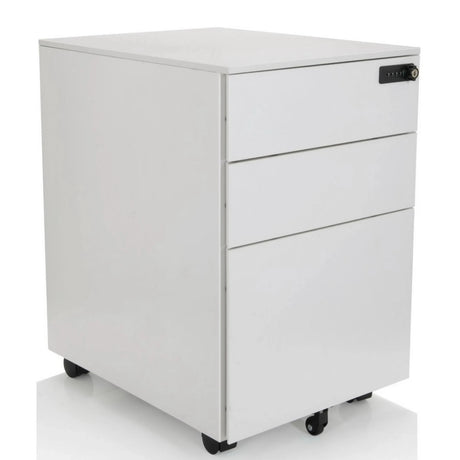 Caisson sur roulettes COLOR OS I blanc en métal avec trois tiroirs de hjh OFFICE