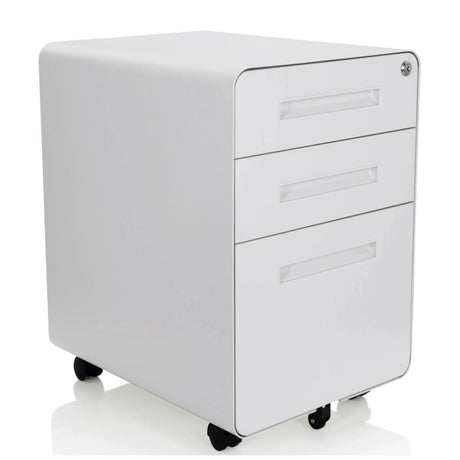 Caisson sur roulettes COLOR PLUS I en métal blanc avec trois tiroirs de hjh OFFICE