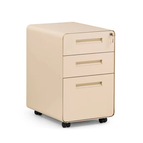 Caisson sur roulettes COLOR PLUS I beige en métal avec trois tiroirs et roulettes de hjh OFFICE