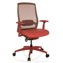 Siège de bureau de qualité professionnelle COLORE rouge avec dossier en maille et accoudoirs de hjh OFFICE