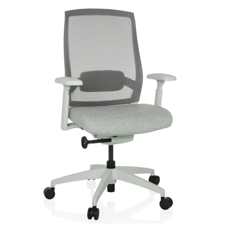 Siège de bureau de qualité professionnelle COLORE en gris givré avec dossier en maille et accoudoirs de hjh OFFICE