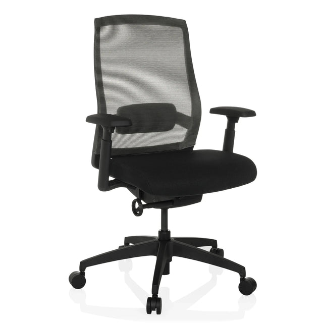 Siège de bureau de qualité professionnelle COLORE noir avec dossier en maille et accoudoirs de hjh OFFICE