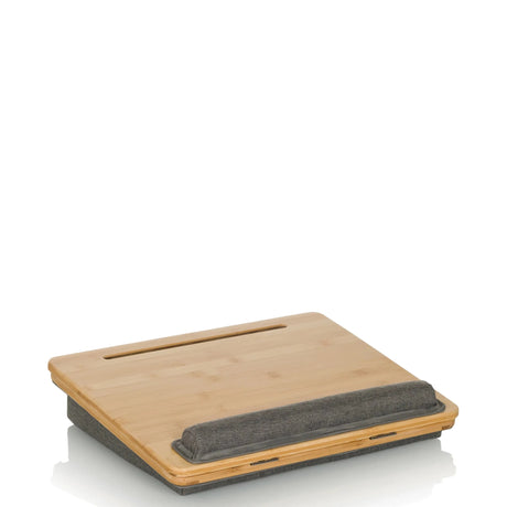 Support pour ordinateur portable COMFILAP III en bois de bambou marron avec repose-poignet gris de hjh OFFICE