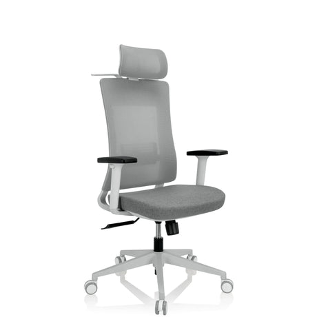 Siège de bureau de qualité professionnelle COMFIO WMH gris avec appui-tête, accoudoirs et base à roulettes de hjh OFFICE