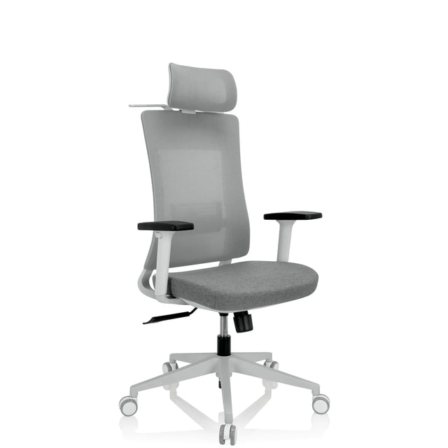 Siège de bureau de qualité professionnelle COMFIO WMH gris avec appui-tête, accoudoirs et base à roulettes de hjh OFFICE