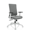 Siège de bureau de qualité professionnelle COMFIO WP avec revêtement en tissu gris, accoudoirs blancs et piètement blanc de hjh OFFICE