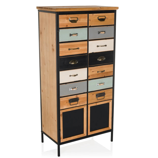 Commode CONTINENTO HIGH en différentes nuances de bois et de couleurs avec cadre en métal noir de hjh LIVING