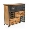 Buffet CONTINENTO XL aux tons de bois foncé avec accents en métal noir et roulettes de hjh LIVING