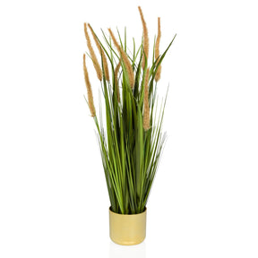 Plante artificielle CORTADERIA I beige et verte avec pot doré de hjh OFFICE