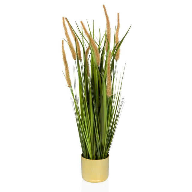 Plante artificielle CORTADERIA I beige et verte avec pot doré de hjh OFFICE