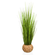 Plante artificielle CORTADERIA en vert avec cache-pot tressé en matières naturelles de hjh OFFICE