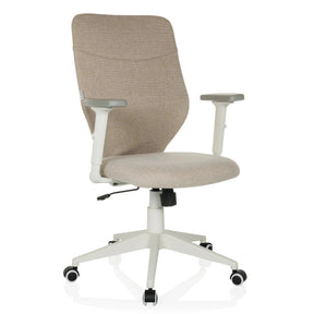 Siège de bureau à domicile COSIO II avec revêtement en tissu beige et structure blanche de hjh OFFICE