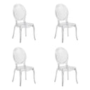 Lot de quatre chaises à quatre pieds CRISTALIO transparentes en plastique transparent de hjh LIVING