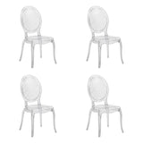 Lot de quatre chaises à quatre pieds CRISTALIO transparentes en plastique transparent de hjh LIVING