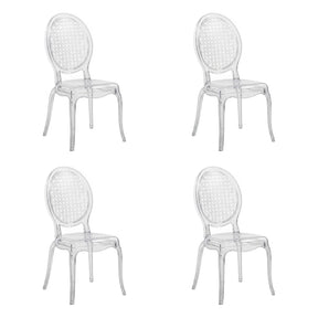 Lot de quatre chaises à quatre pieds CRISTALIO transparentes en plastique transparent de hjh LIVING