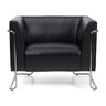 Fauteuil rembourré noir CURACAO avec revêtement en cuir et structure en métal chromé de hjh OFFICE
