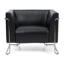 Fauteuil rembourré noir CURACAO avec revêtement en cuir et structure en métal chromé de hjh OFFICE