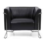 Fauteuil rembourré noir CURACAO avec revêtement en cuir et structure en métal chromé de hjh OFFICE