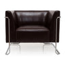Fauteuil rembourré marron CURACAO avec surface lisse et structure en métal chromé de hjh OFFICE