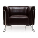 Fauteuil rembourré marron CURACAO avec surface lisse et structure en métal chromé de hjh OFFICE