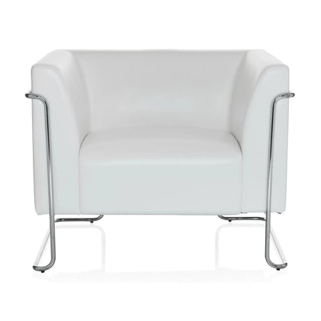Fauteuil rembourré blanc CURACAO avec structure en chrome brillant de hjh OFFICE