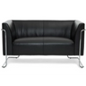 Canapé lounge CURACAO noir deux places avec structure en chrome brillant de hjh OFFICE