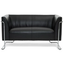 Canapé lounge CURACAO noir deux places avec structure en chrome brillant de hjh OFFICE