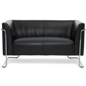 Canapé lounge CURACAO noir deux places avec structure en chrome brillant de hjh OFFICE