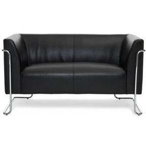 Canapé lounge CURACAO noir deux places avec structure en chrome brillant de hjh OFFICE
